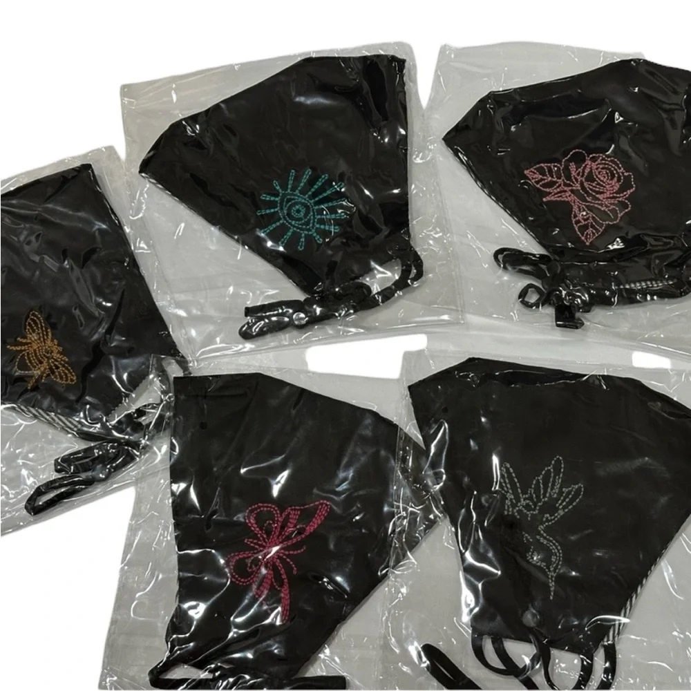 Johnny Was Embroidered Face Masks 5 Pack Brand New Black